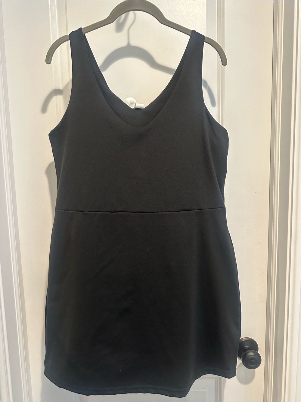 Elle Black V-Neck Sleeveless Women's actively dress with built in shorts